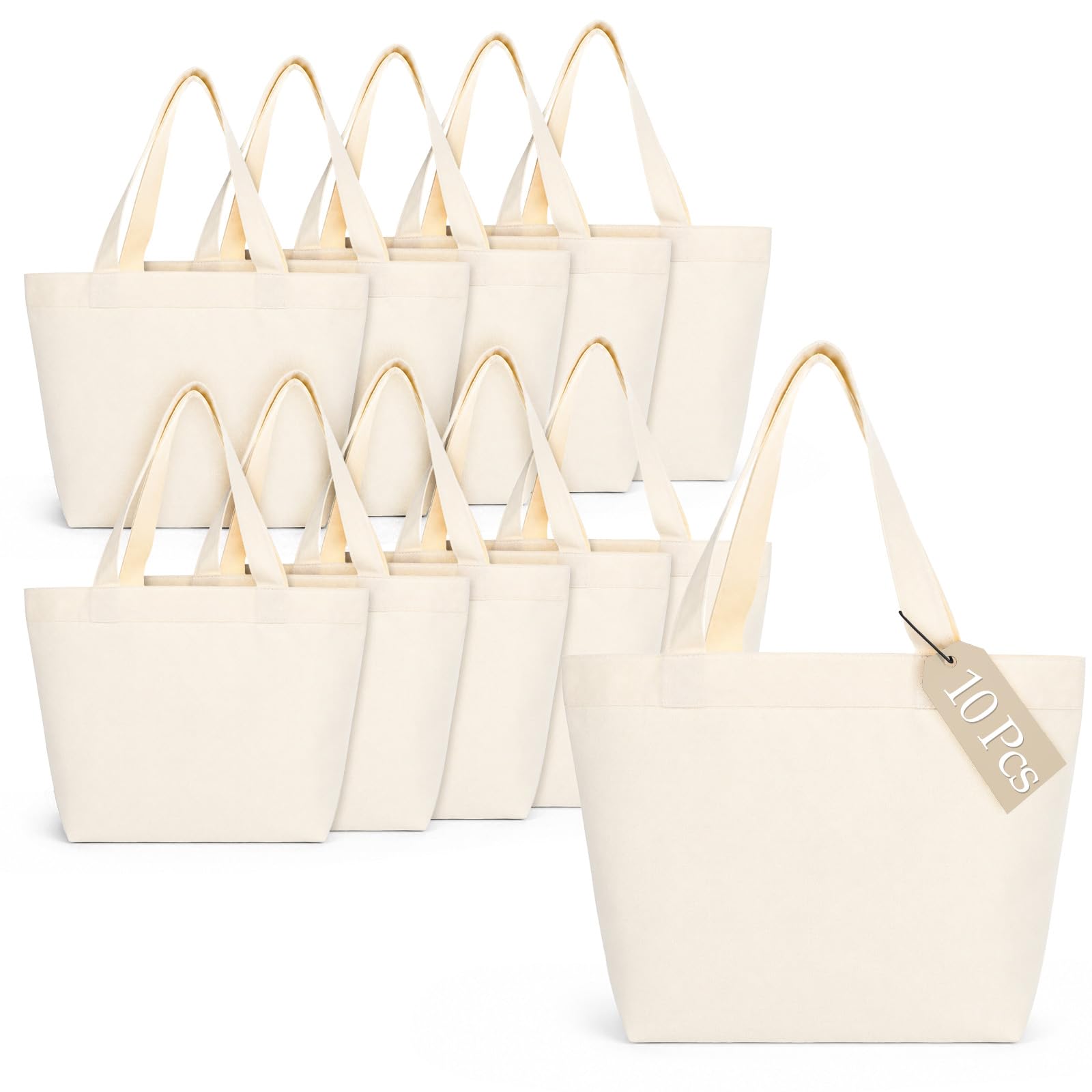 Photo 1 of Exircy Mini Canvas Tote Bags (10 Pcs, Beige)