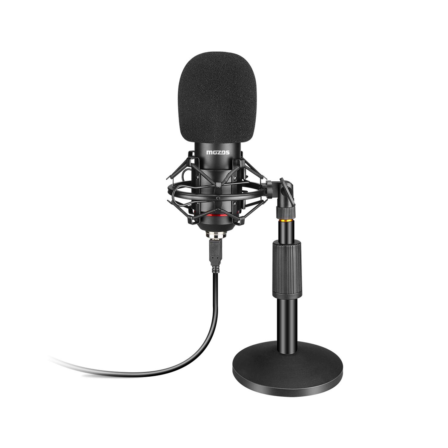 Mozos MKIT-900PRO profesjonalny zestaw mikrofonów pojemnościowych USB, studyjny, stojak, filtr pop, 100 Hz – 18000 Hz, czarny