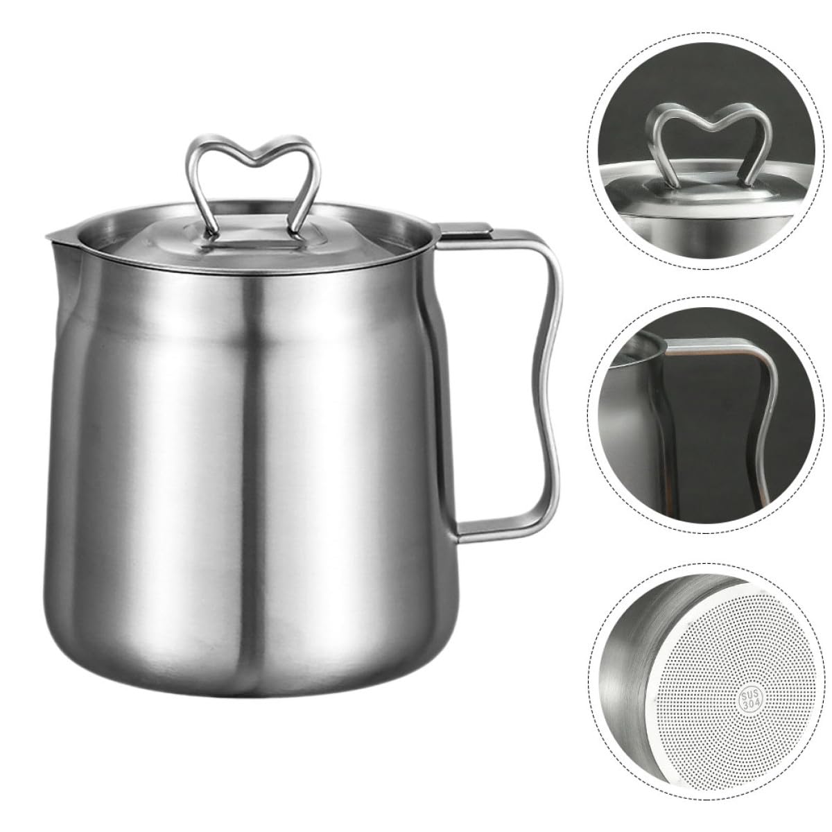 Aceitera de Acero Inoxidable 2l Filtro Colador para Aceite Usado de Cocina, Recipiente para Grasa Diseño de Superficie Lisa y Fácil Limpieza