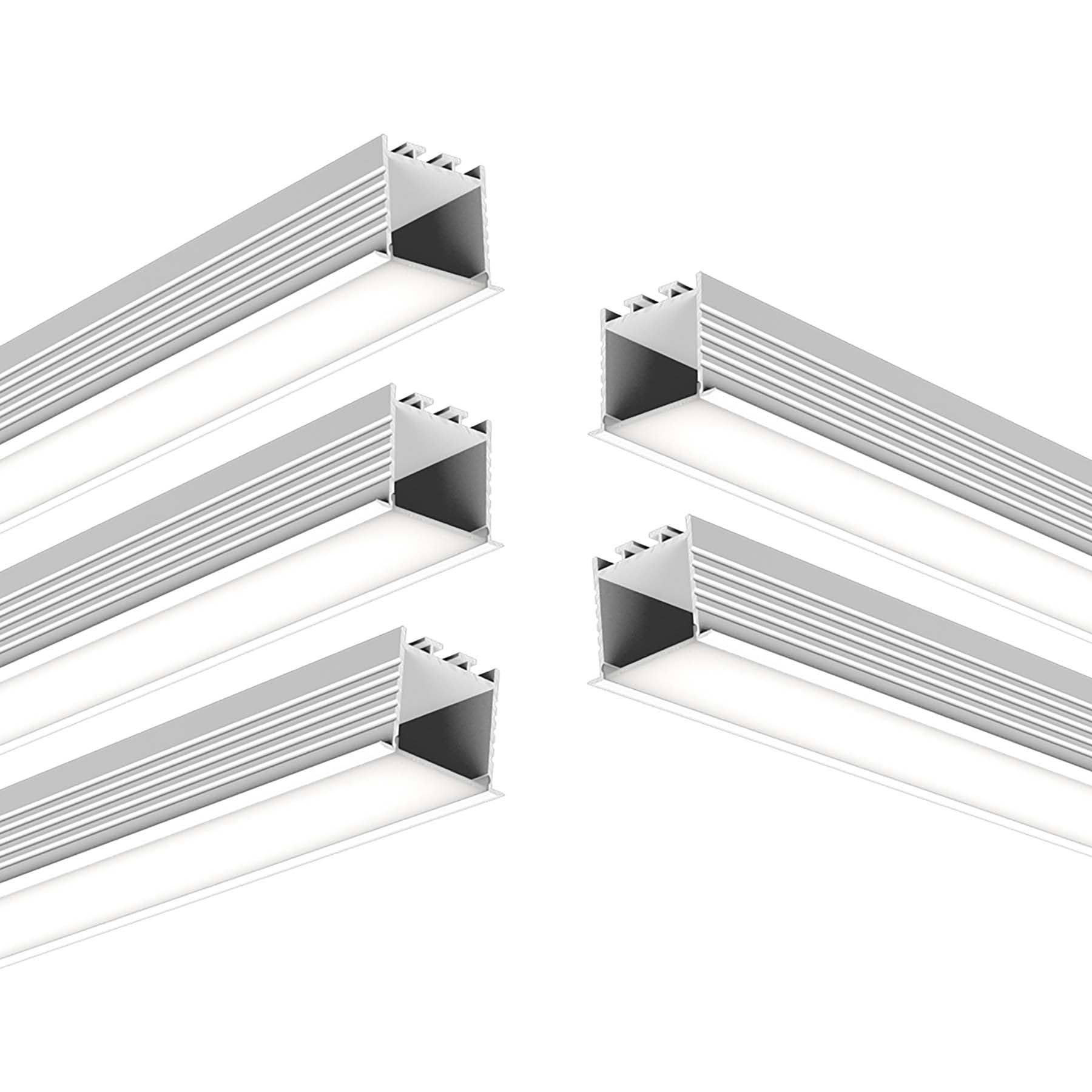 G.W.S® Recessed LED Profile, 5-Pack Aluminium Channel for LED Strip Light, 1 Metre 44mmx35mm (109-Y4435) — image 1