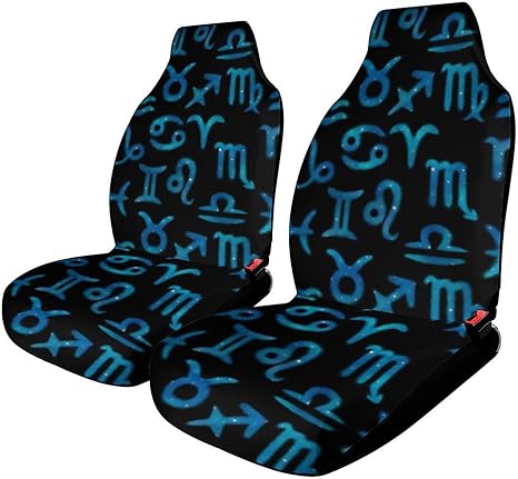 Blue Zodiac Horoskope Signs Waterproof Front Car Seat Cover,Washable Car Seat Protector from Sweat, Car Seat Covers for All Vehicles 2PCS