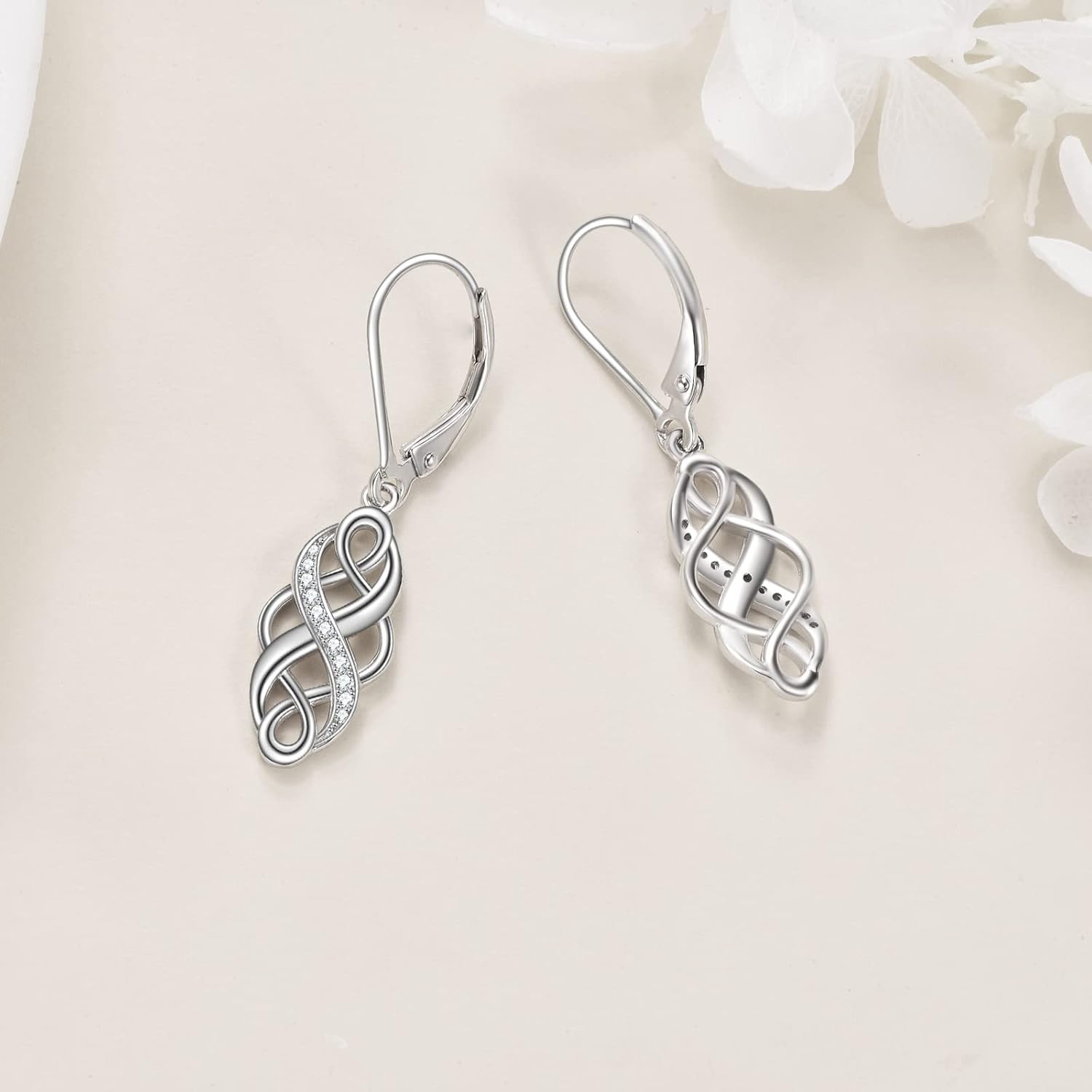 YFN Sterling Silver Celtic Knot Dangle Earrings Good Luck Irish Celtic Knot Leverback Dangles Earrings for Women - Image 4