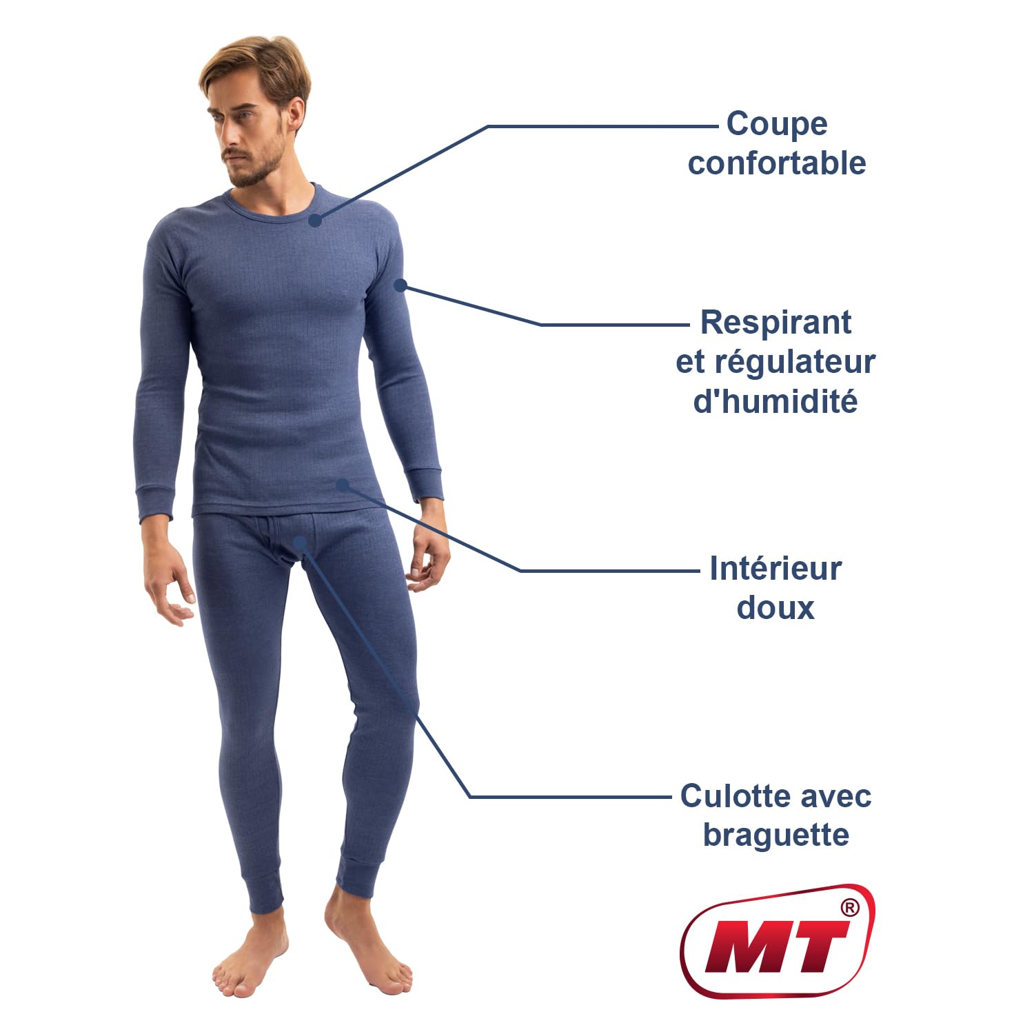 Celodoro Lot de 2 caleçons de ski thermiques pour homme - Long caleçon d'hiver