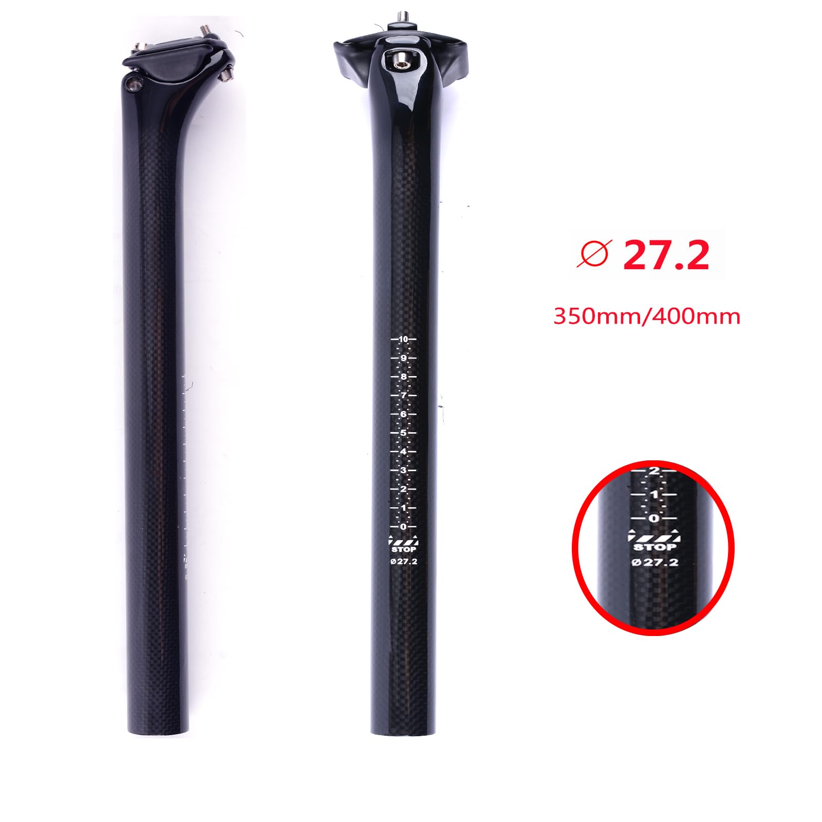 3k Fibra di Carbonio Lucida 27.2/31.6mm*350/400mm Reggisella per Bici da Ciclismo Mountain/Road Bike