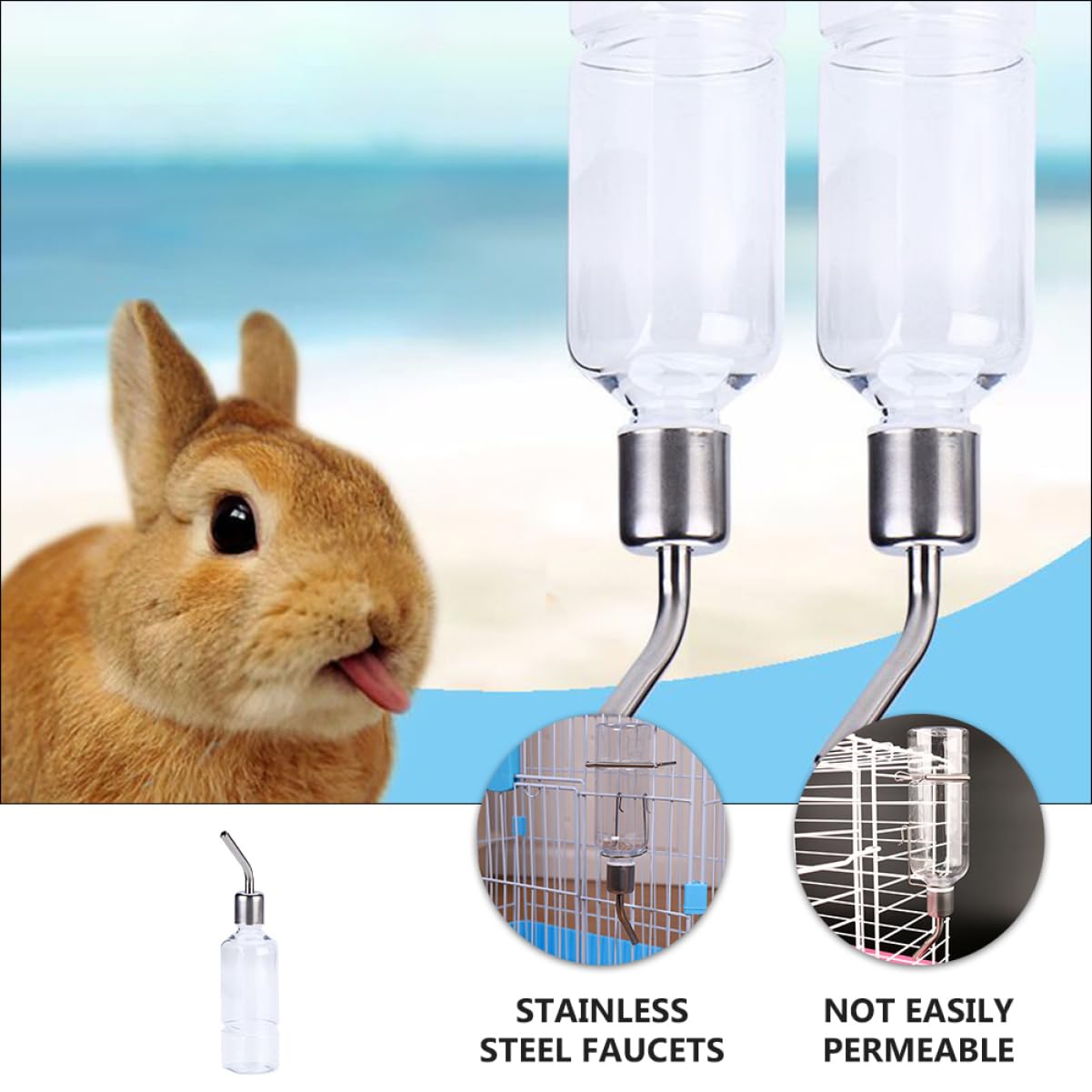 POPETPOP 6piezas Botella De Agua para Bebedero Colgante Inoxidable Sin Fugas para Hámsters Conejos y Chinchillas Unidades