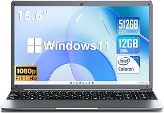 SGIN Laptop Computer, 15.6 inch Windows 11, with Intel Celeron N5095 Processor(Up to 2.9GHz), FHD 1920x1080 Display, 12GB DDR4 512GB SSD, WiFi, Bluetooth 4.2, USB 3.0
