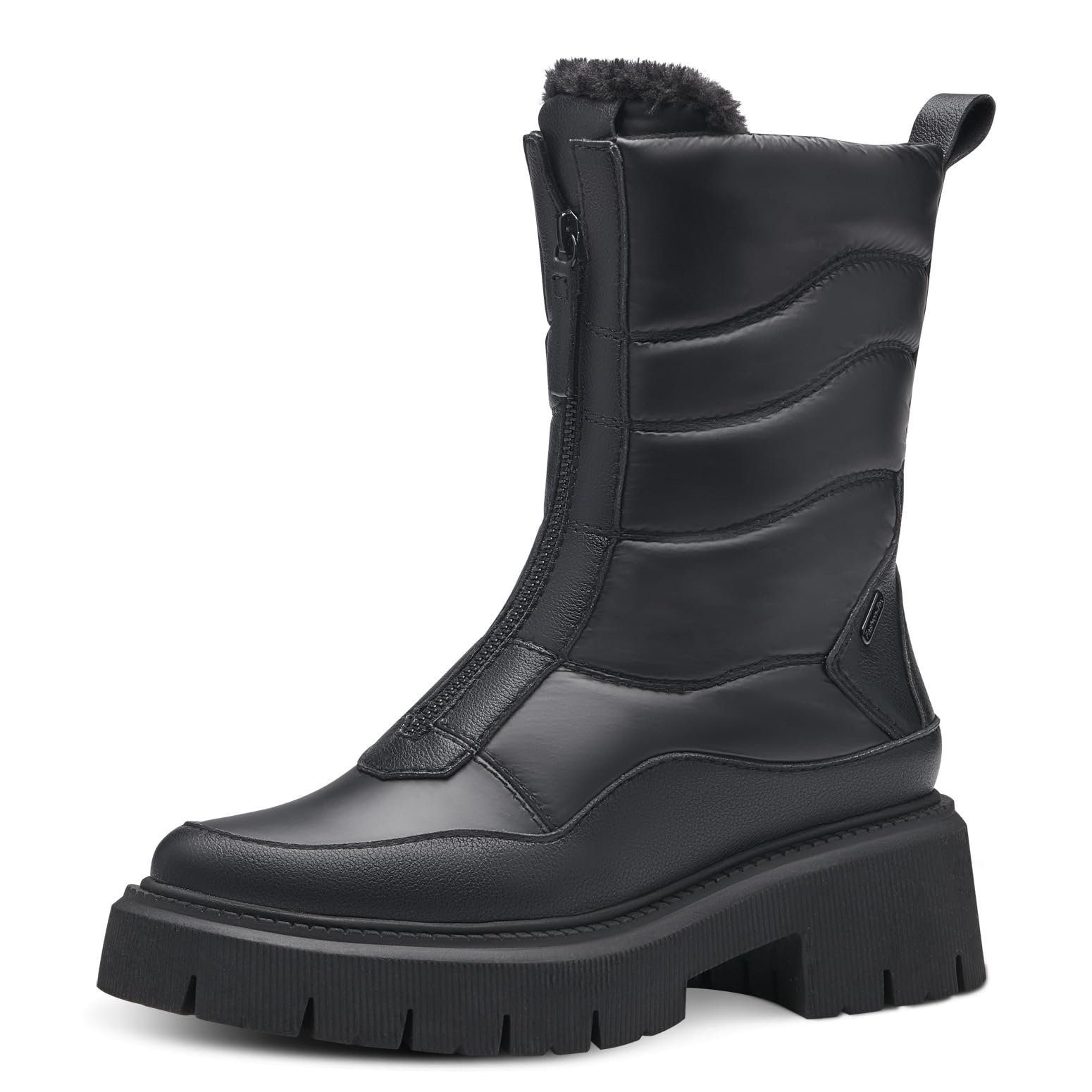 MARCO TOZZI Women's 2-26449-41 Warmlined Lace Boot, Black Met.Comb, 3.5