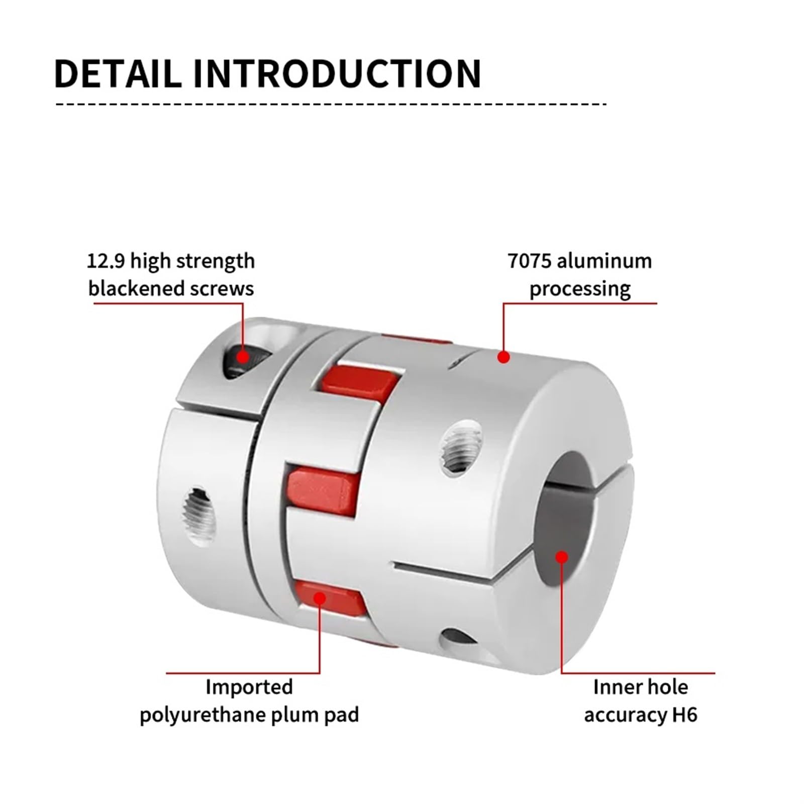 Acoplamiento de sujeción rígido de aluminio Acoplamiento de flor ciruelo, codificador tornillo estrella, acoplamiento elástico alto par, servomotor, aluminio, XB-55X110(XB-55X110-12X17)