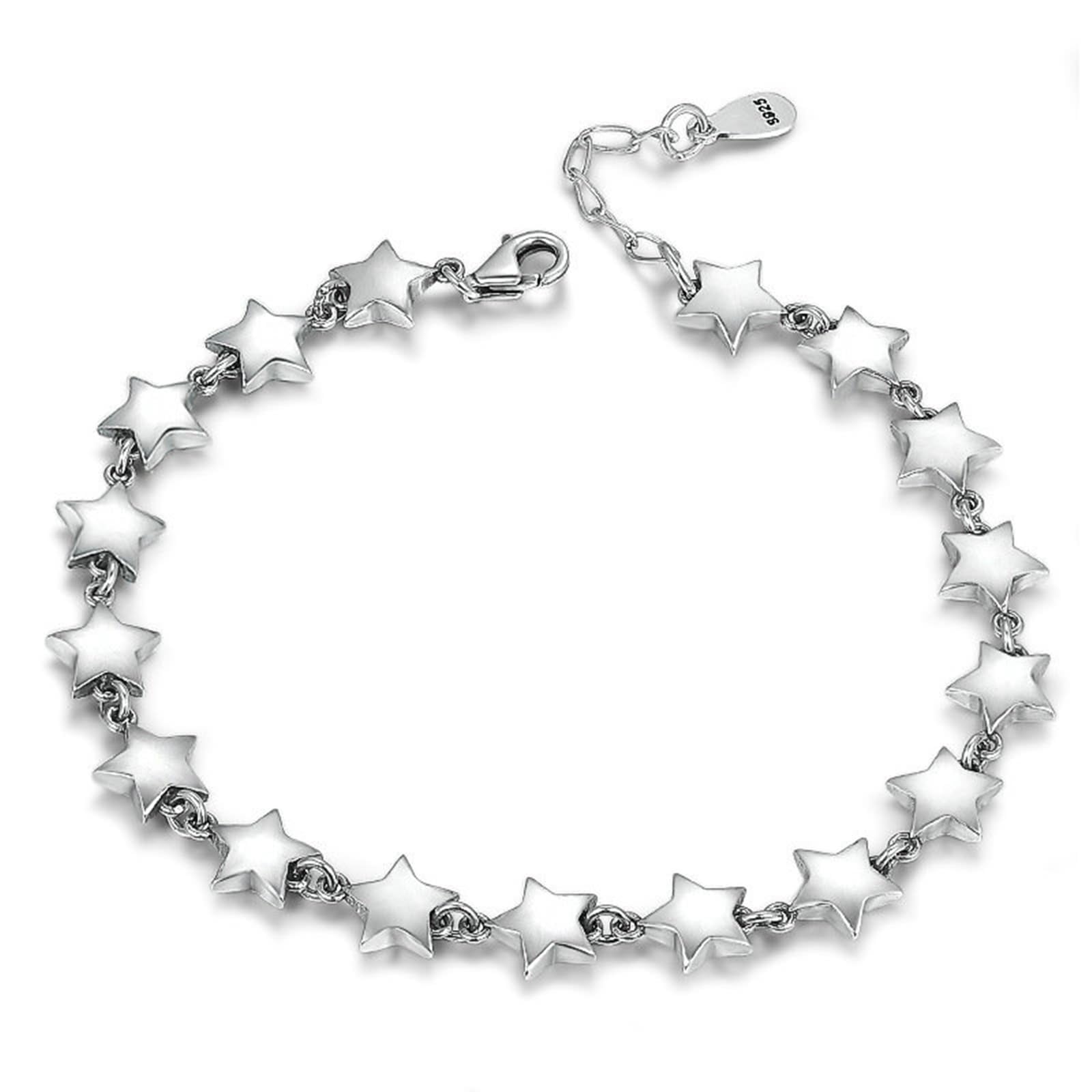 Sterlingsilber S925 Armreifen Damen Stern Gliederkette Armband
