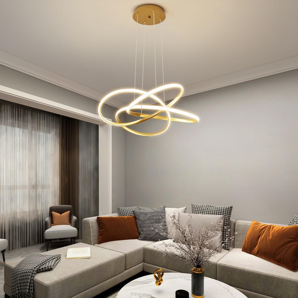 Luce del pendente del LED Lampada a sospensione moderna dell'oro soffitto Luce decorativa del pendente Lampadario creativo del LED Dimmable con il telecomando Lampade a sospensione moderne del progett