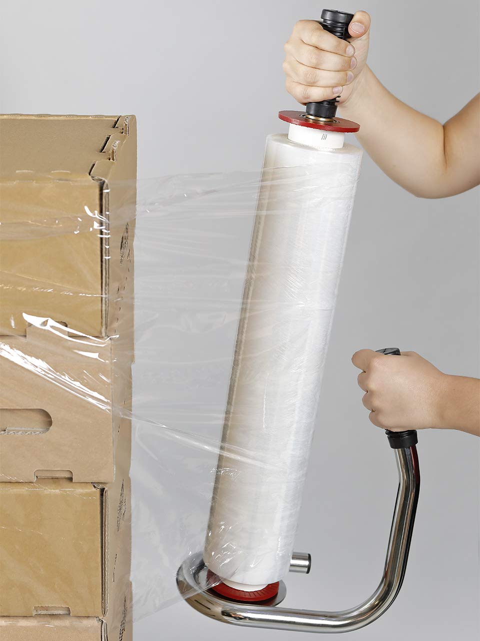 Stretchfolienabroller mit Feststellbremse | Profi Handabroller für Stretchfolie | Abroller für Rollen mit Kerndurchmesser von ca. 50mm
