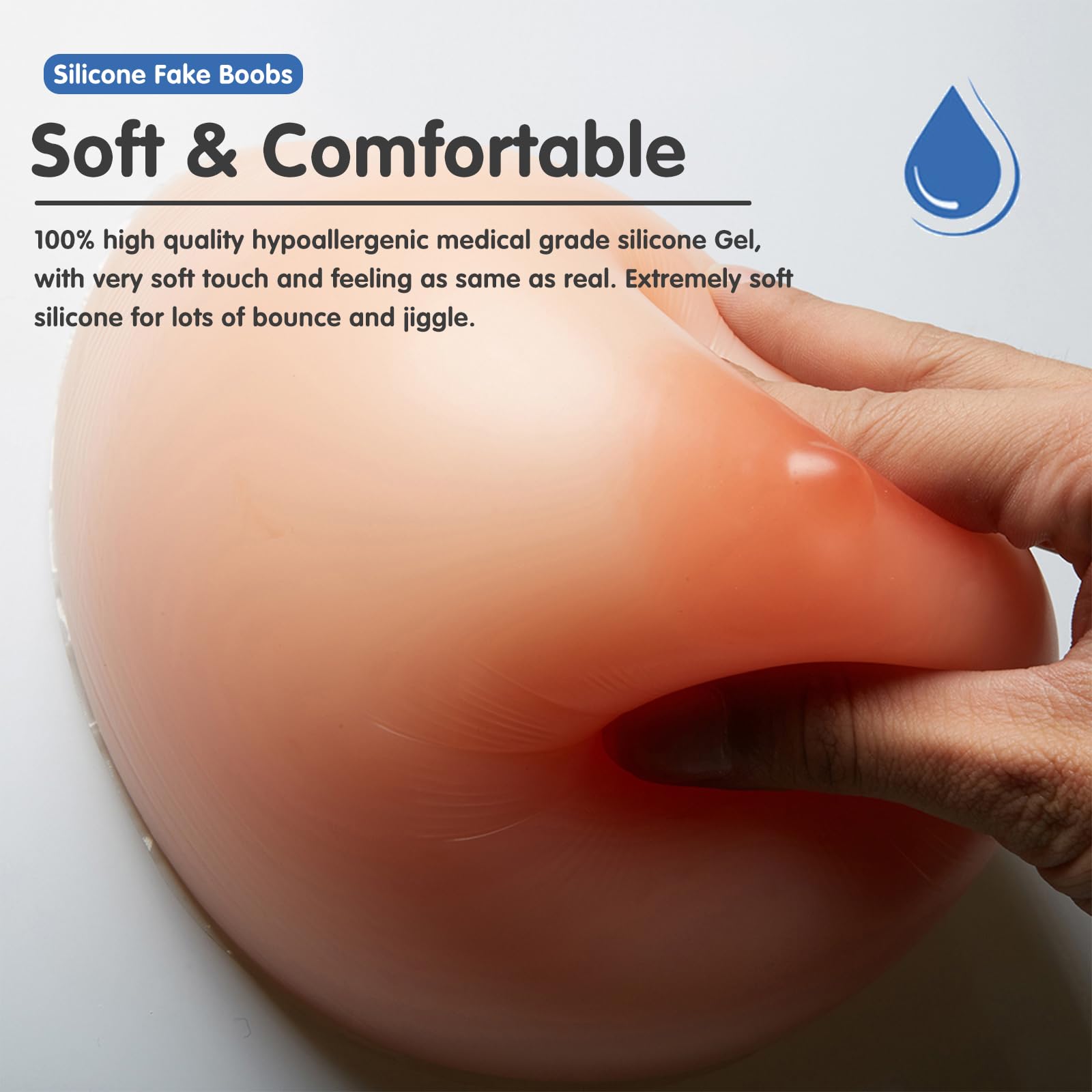 Formas De Senos Silicona Autoadhesivas, 1 Par Prótesis Fondo Cóncavo En Forma Lágrima For Travestis, Transgénero Y Mastectomía, Copa J(Non-Stick,DD Cup)