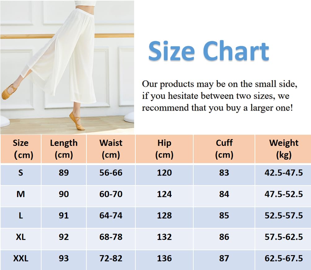 HEARTTOUCH Damen Chiffon Tanzhose Trainingshose Bauchtanz Pilates Yogahose Einfarbig Leicht Sporthose Übungshosen Weites Bein Hosen Klassische Tanzkleidung