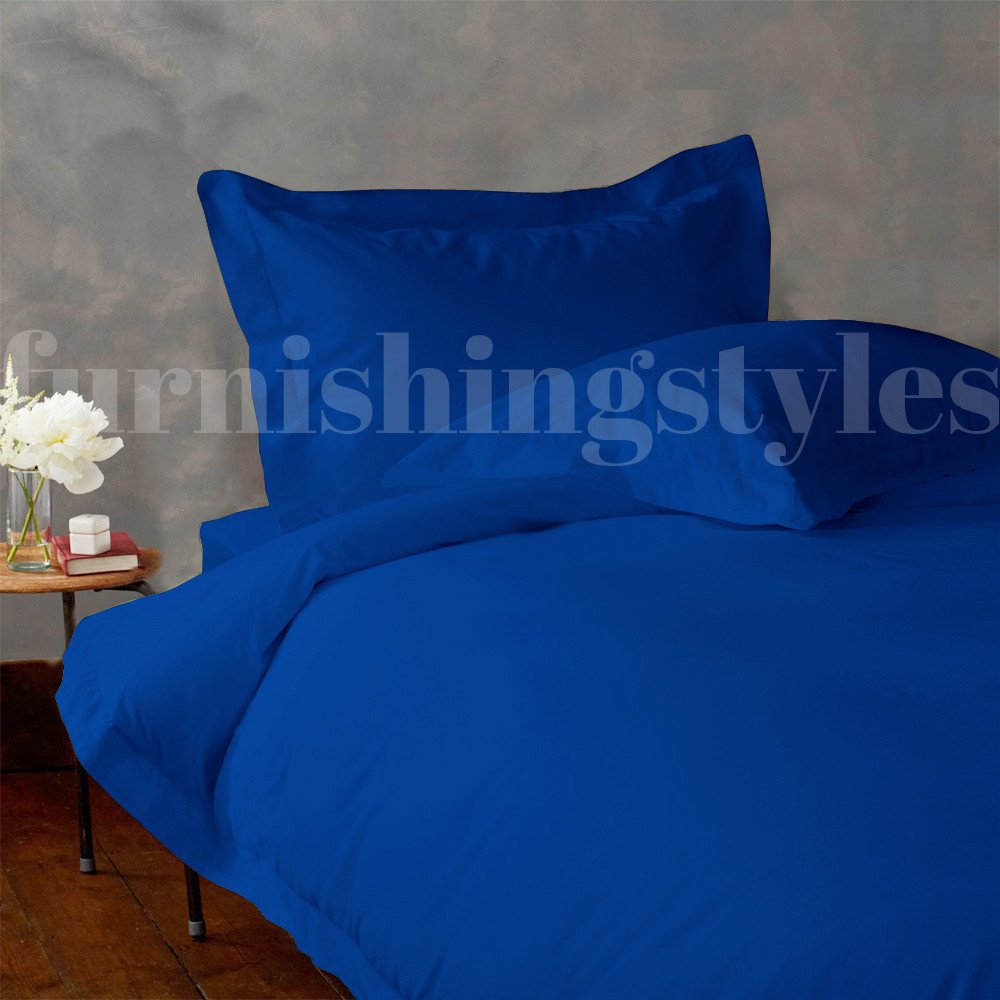 Clicktostyle Royal Blue Linen Galaxy Egyptian Cotton T200 Fitted Sheets Pair Of Pillow Cases Also Available (, King)