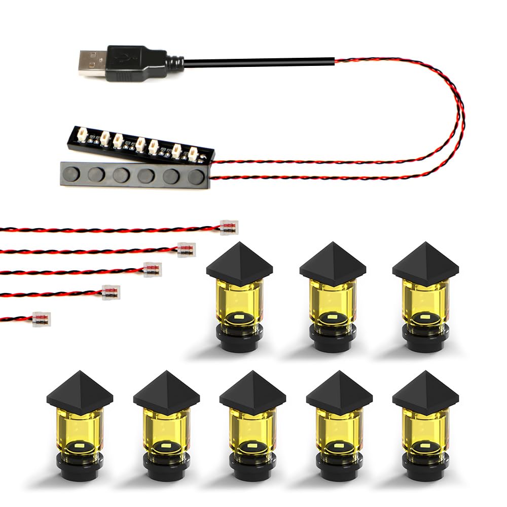14pcs 1x1 Punkt Bausteine LED DIY Garten Rasen Licht Stadt Straße Atmosphäre Lampe (USB Powered) Kompatibel mit Mainstream-Markenbausteinen Blöcken (Nur Beleuchtung, Kein Modell)