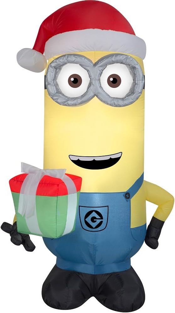 Gemmy Airblown Inflatable-Kevin w/Present and Santa Hat Universal 5ft Tall Industries
