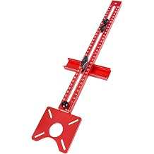 4 in 1 Router Milling Groove Bracket, Aluminum Alloy Router Circle Cutting Jig & Cabinet Hardware Locator with Automatic Center Punch, Adjustable Routers Guide for Woodworkingred,Sizeas shown