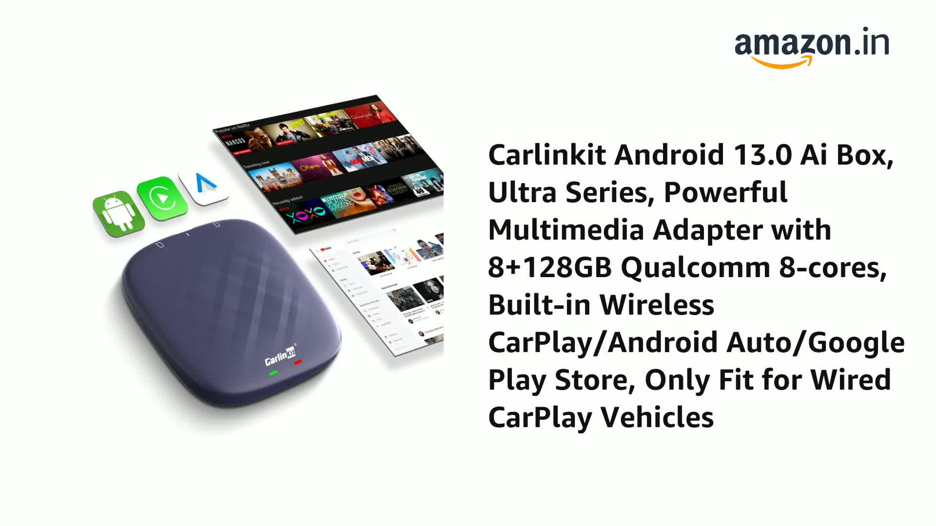 Carlinkit Android 13.0 Ai Box, Ultra Series, Powerful Multimedia