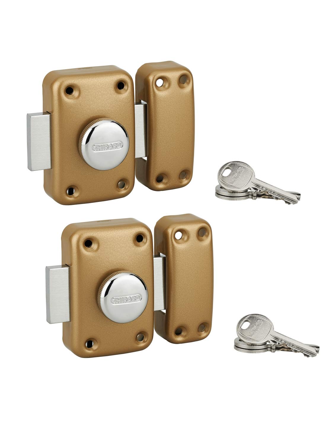 THIRARD Verrou à Bouton et Cylindre Acier Cylindre 45 mm Verni