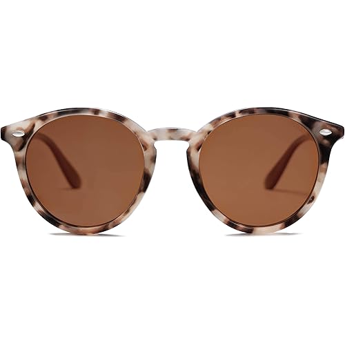 SOJOS Retro Round Polarized Sunglasses for Women Men Classic Vintage Sunnies SJ2069