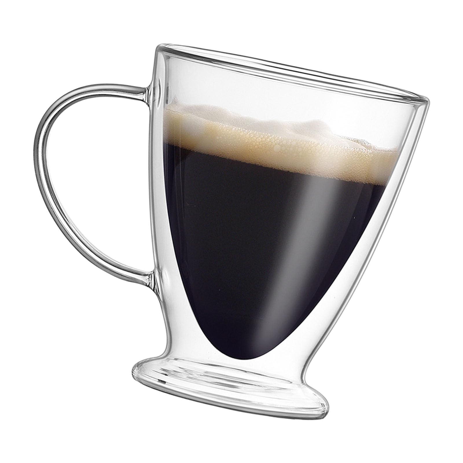 Kalttoy Artistic Drinking Glasses Double Walled Insulated Clear Glass Coffee Mug with Handle Hot and Cold Beverage Cup Drinkware Borosilicate Glass Cup with Handle