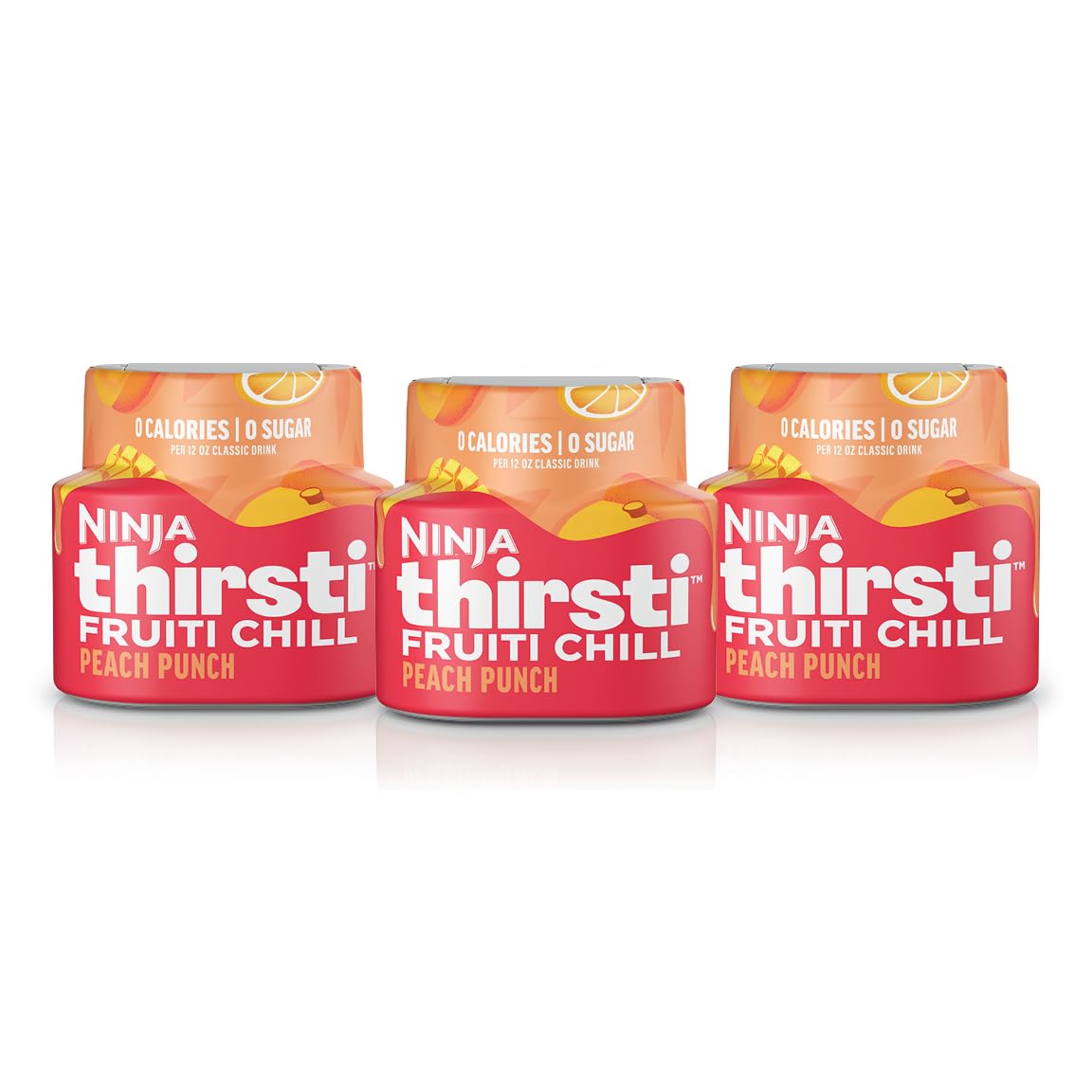 Thirsti Flavored Water Drops, FRUITI CHILL Peach Punch, Bold Fruit Flavor, Sparkling or Still, Zero Calories, Zero Sugar, Makes 17, 12oz drinks, 3 Pack, WCFOPMGAM