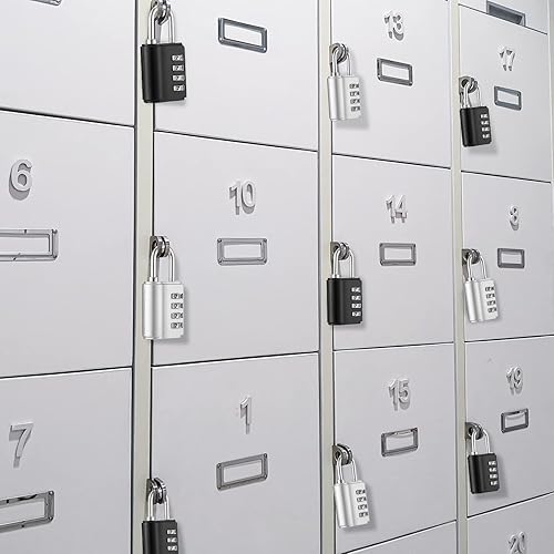 Miniatura 7 de Kenning Candado de combinación de 20 unidades, cerradura de combinación de 4 dígitos con llaves, casillero de seguridad reiniciable, impermeable,