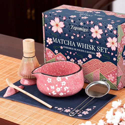 Matcha Whisk Set, 7 PCS Ceramic Matcha Sets with Bowl,