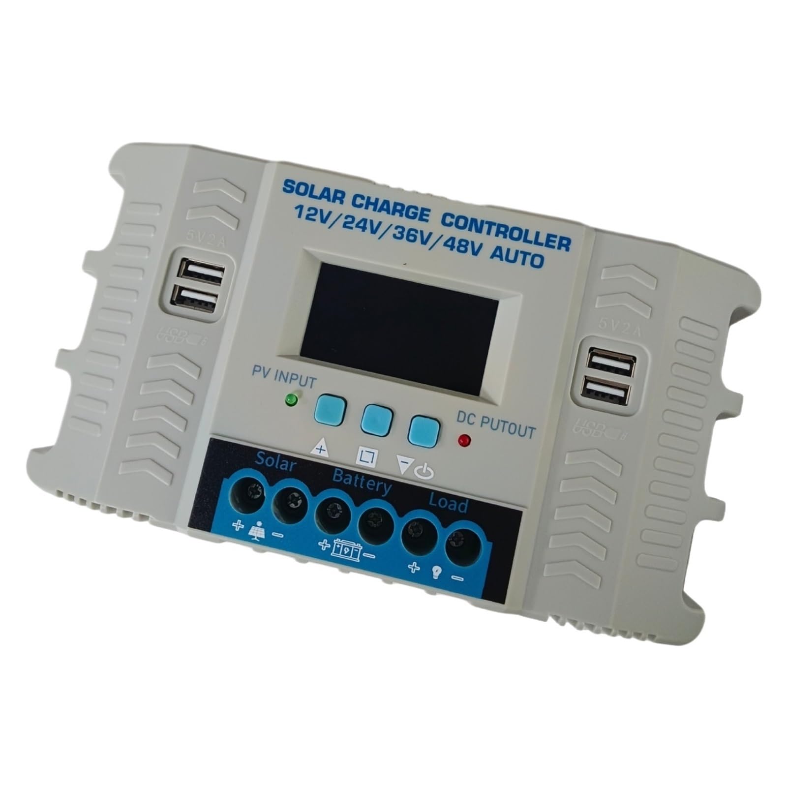Controlador de Carga Solar Controlador de Carga Solar 30A60A100A12/24/36/48VPWM Pantalla LCD Inteligente 4 Puertos USB(100A)