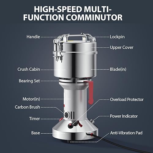 Miniatura 7 de Molino de grano eléctrico Amoladora 3000W Pulverizador de acero inoxidable de alta velocidad 750G Tipo vertical Molinillo de especias comercial