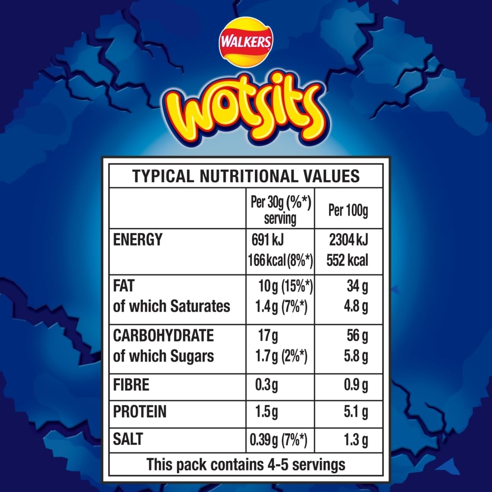 Walkers Wotsits Crunchy Really Cheesy Snacks Crisps 140 g