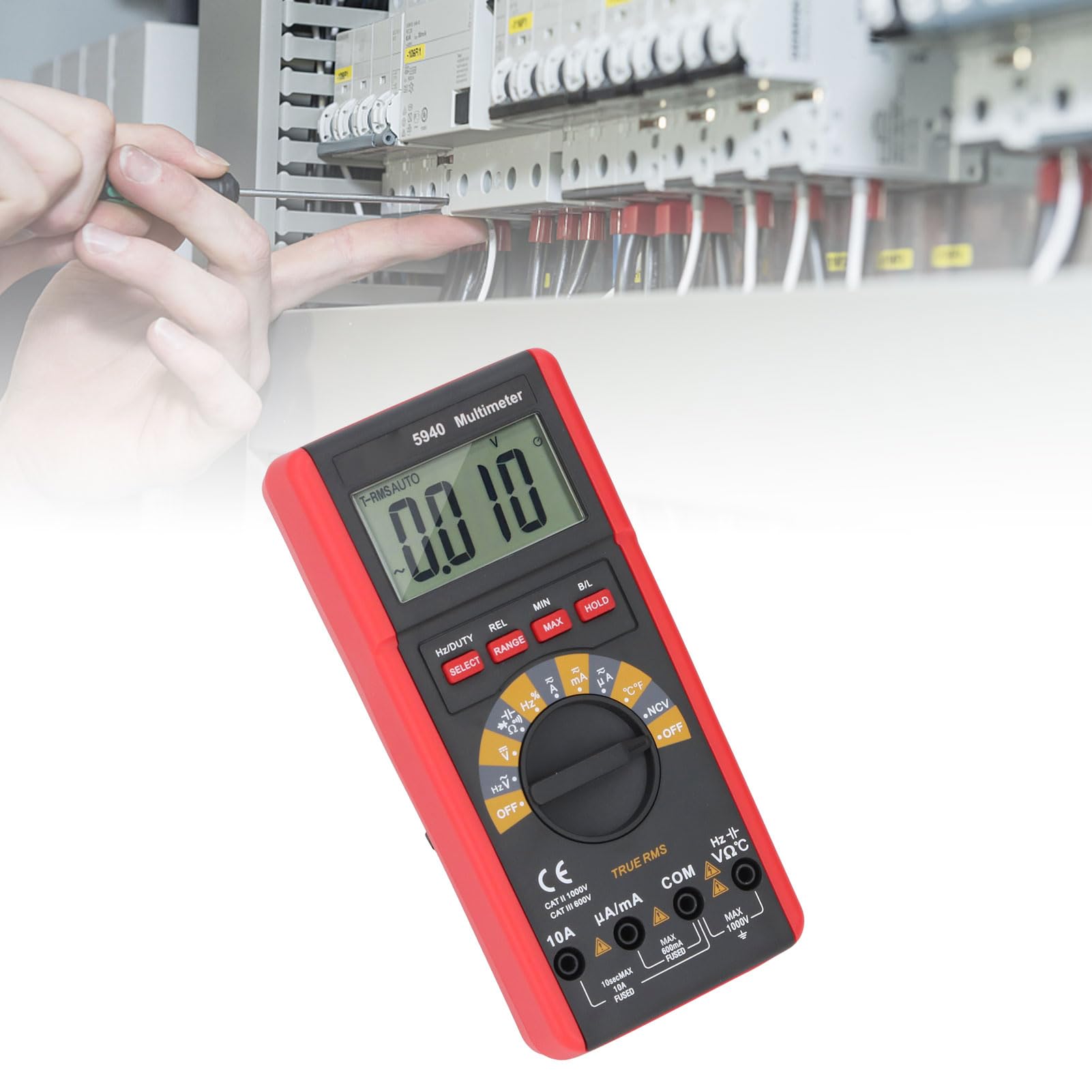 Jeffergarden Digitales Multimeter, mit Rutschfester Gummihülse Zur Spannungs-, Strom-, Widerstands- und Kapazitätsmessung, Ideal für die Automobil- und Elektrodiagnose