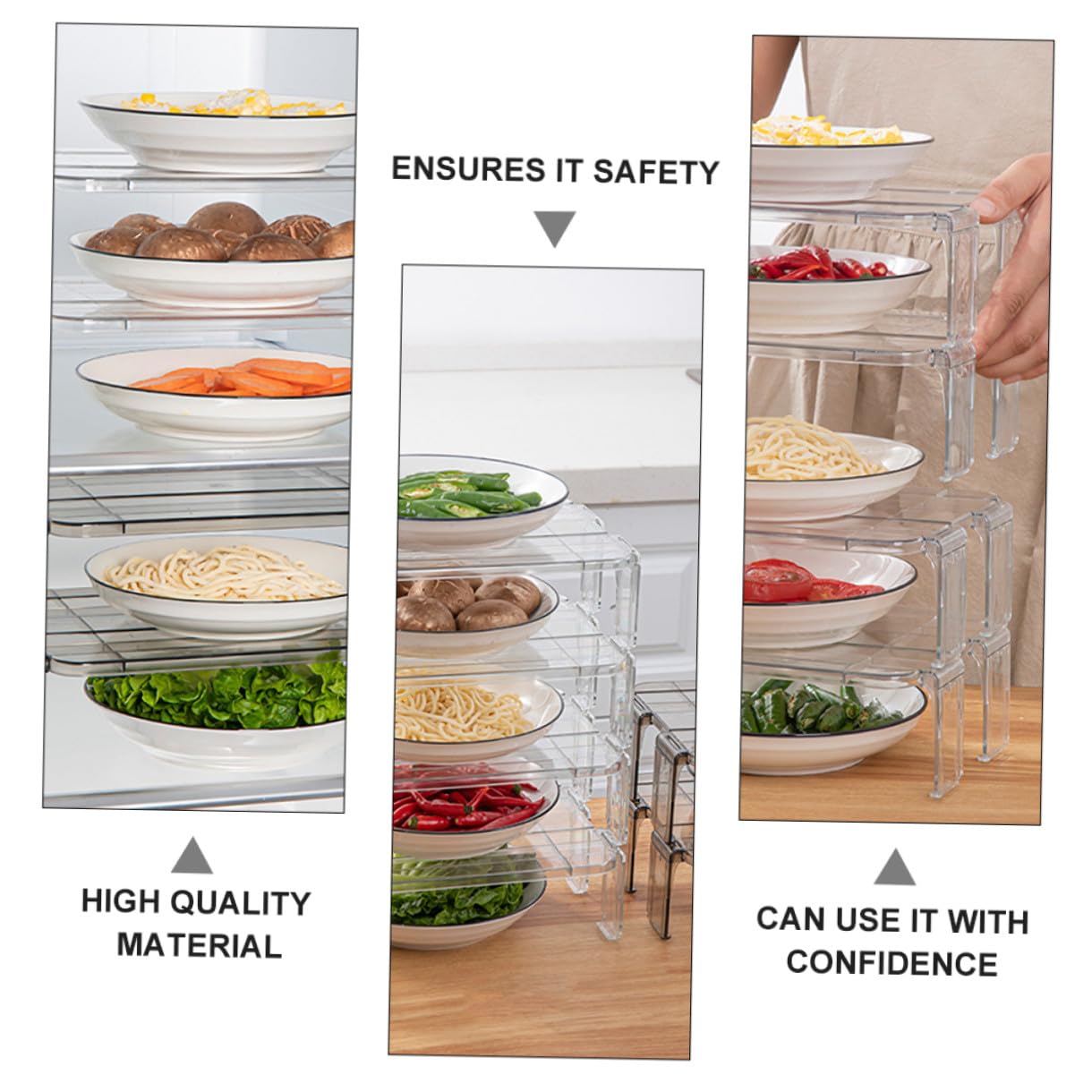 Homoyoyo Estantes de Almacenamiento Transparentes 2piezas para Refrigerador Soporte de Plástico Pulido para Organizar Bandejas y Suministros Cocina