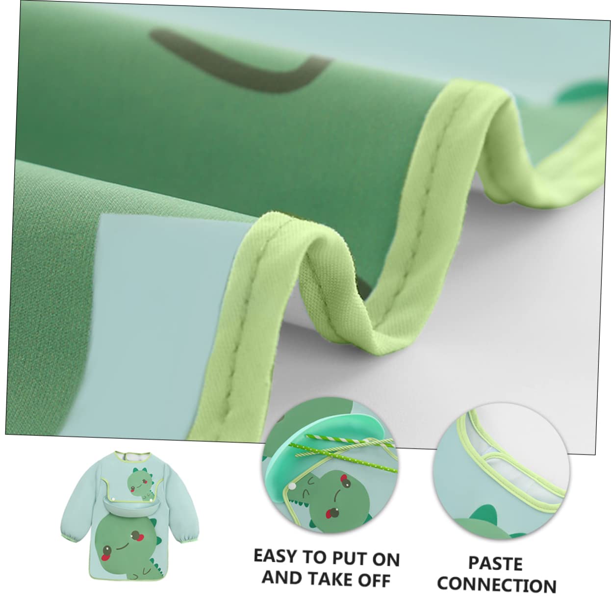 VICASKY 3pièces Bavoir Longue Imperméable Pour Garçon Fille Avec Motif De Dessin Tablier De Pour Repas Et Jeux Ajustable Et Facile à Nettoyer