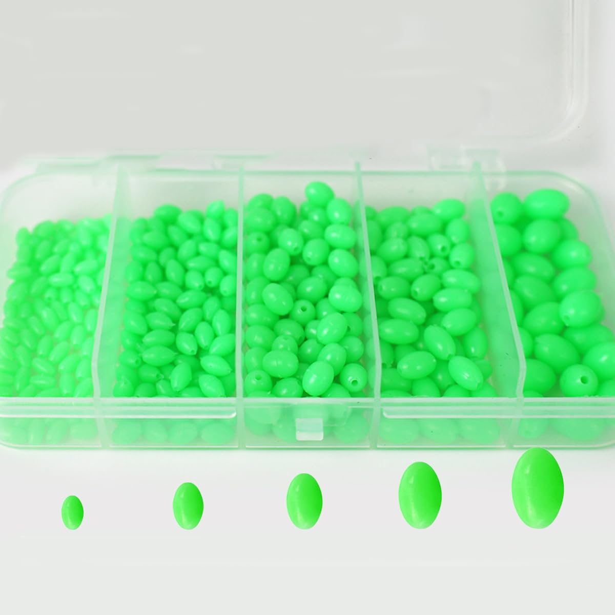 FOLANDO 375PCS Fishing Beads Assorted Kit, Glow Floating Assortment Luminous Round Bait for Saltwater Freshwater