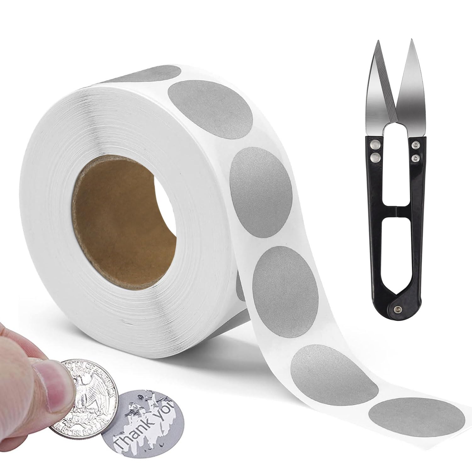Autocollants à Gratter Circulaires [125 Pièces] - Gris, Pour Jeux, Cartes Surprises, DIY Anniversaire Ou Noël