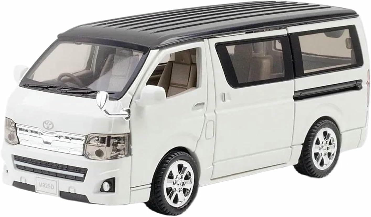 Deaver White Diecast 1:32 For Toyotas For Hiace Scale Alloy Car Models Realistic Openable Door Finished Vehicle Model Collection(White)