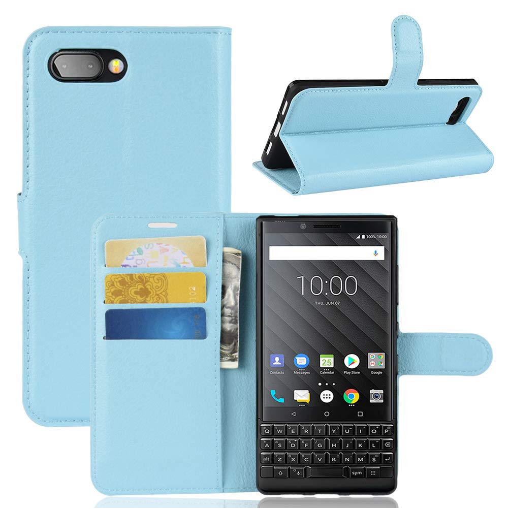 NEKOYA BlackBerry Key 2 Case Cover,Premium PU Leather Flip Folio Wallet Case with Card Slot,Stand Holder and Magnetic Closure [TPU Shockproof Interior Case] Compatible with BlackBerry Key 2