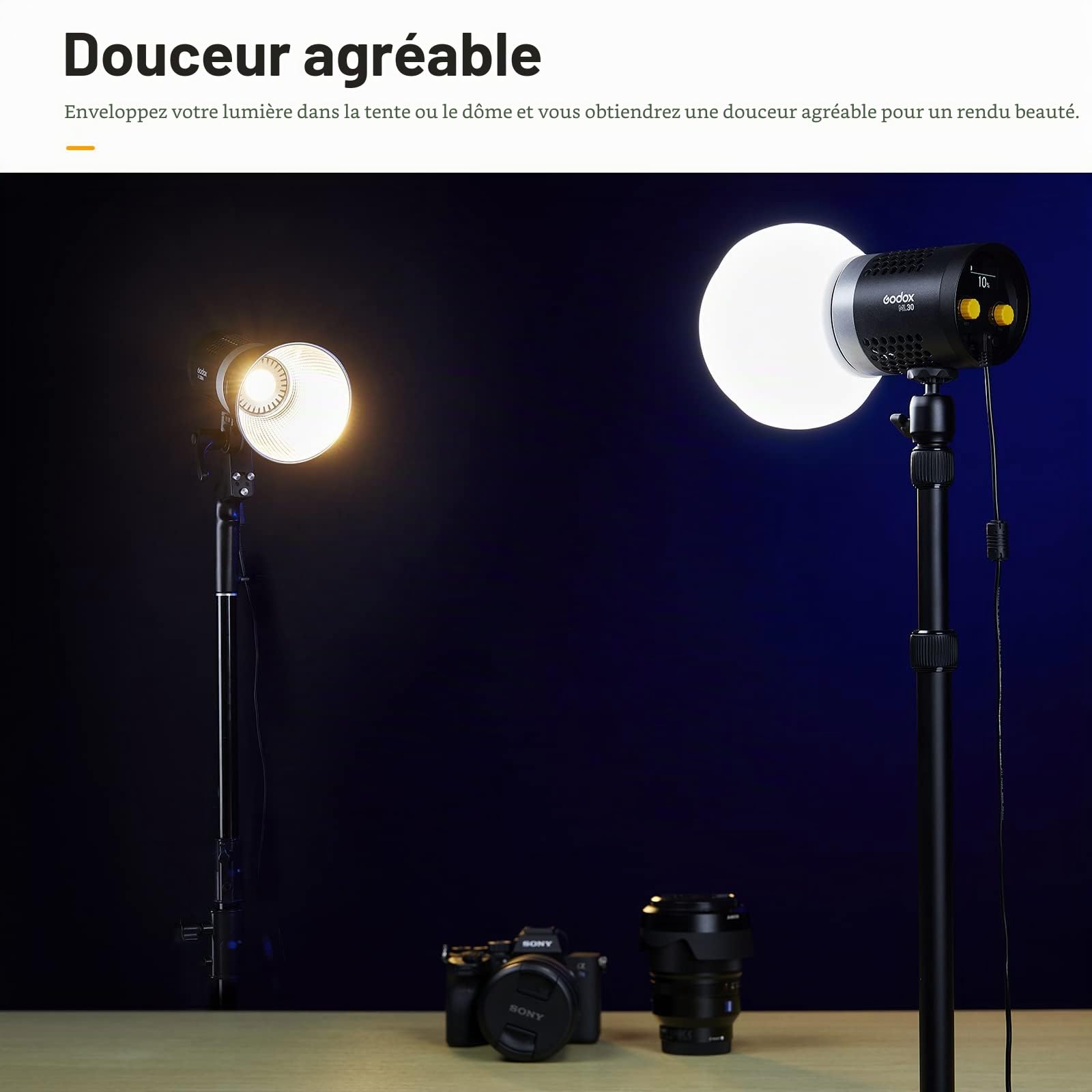 Godox ML-CD15 Diffuseur dôme avec 3 adaptateurs, Diffusion Lumière Flash en Silicone Pliable, Compatible avec LED Light et Flash Godox V1 V1Pro V860III V850III TT685II