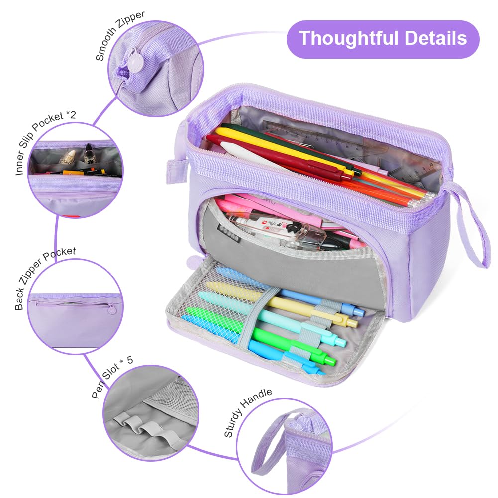 ANOMM Large Pencil Cases for Girls Boys Big Capacity Pencil Pouch with Handle - Image 3