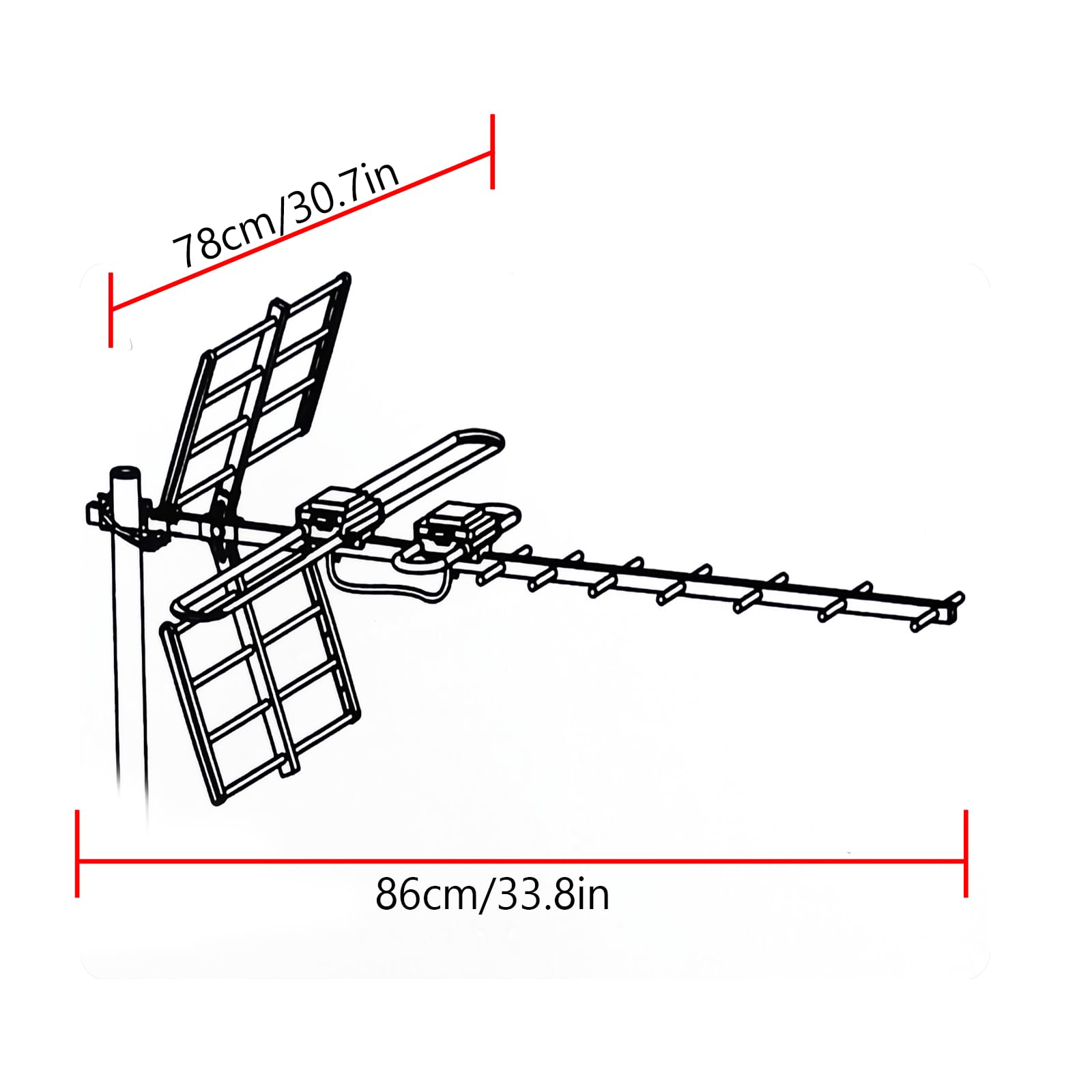Antenne TV d'extérieur Yagi HD, antenne TV longue portée pour Smart TV avec câble de 10 m et amplificateur intégré offrant un signal supérieur pour votre télévision à domicile