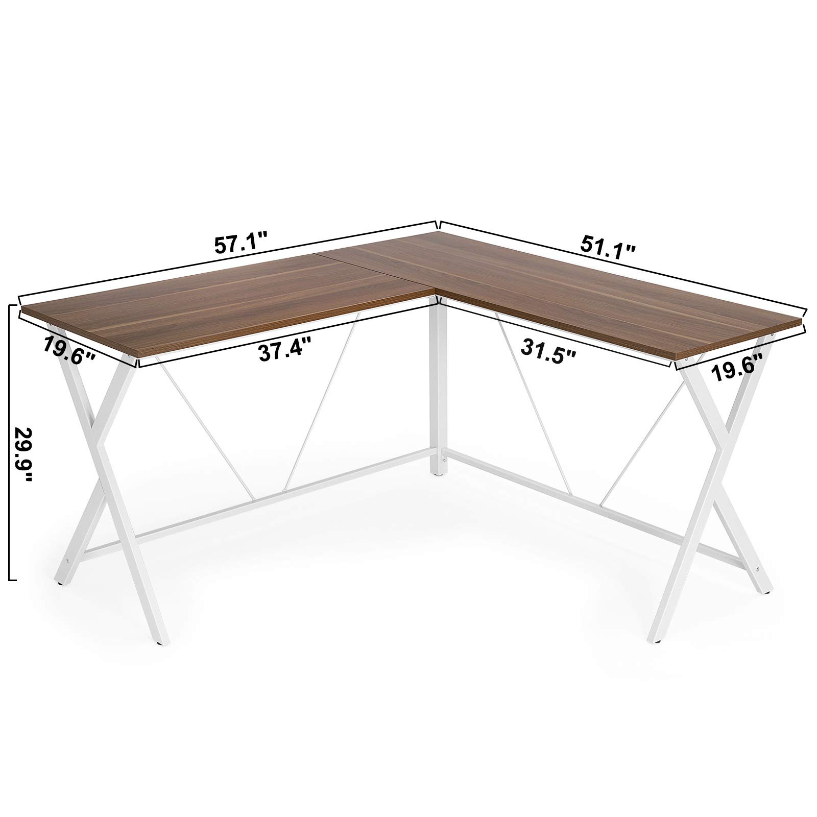 VASAGLE LShaped Computer Desk, Corner Office Writing Desk, Gaming