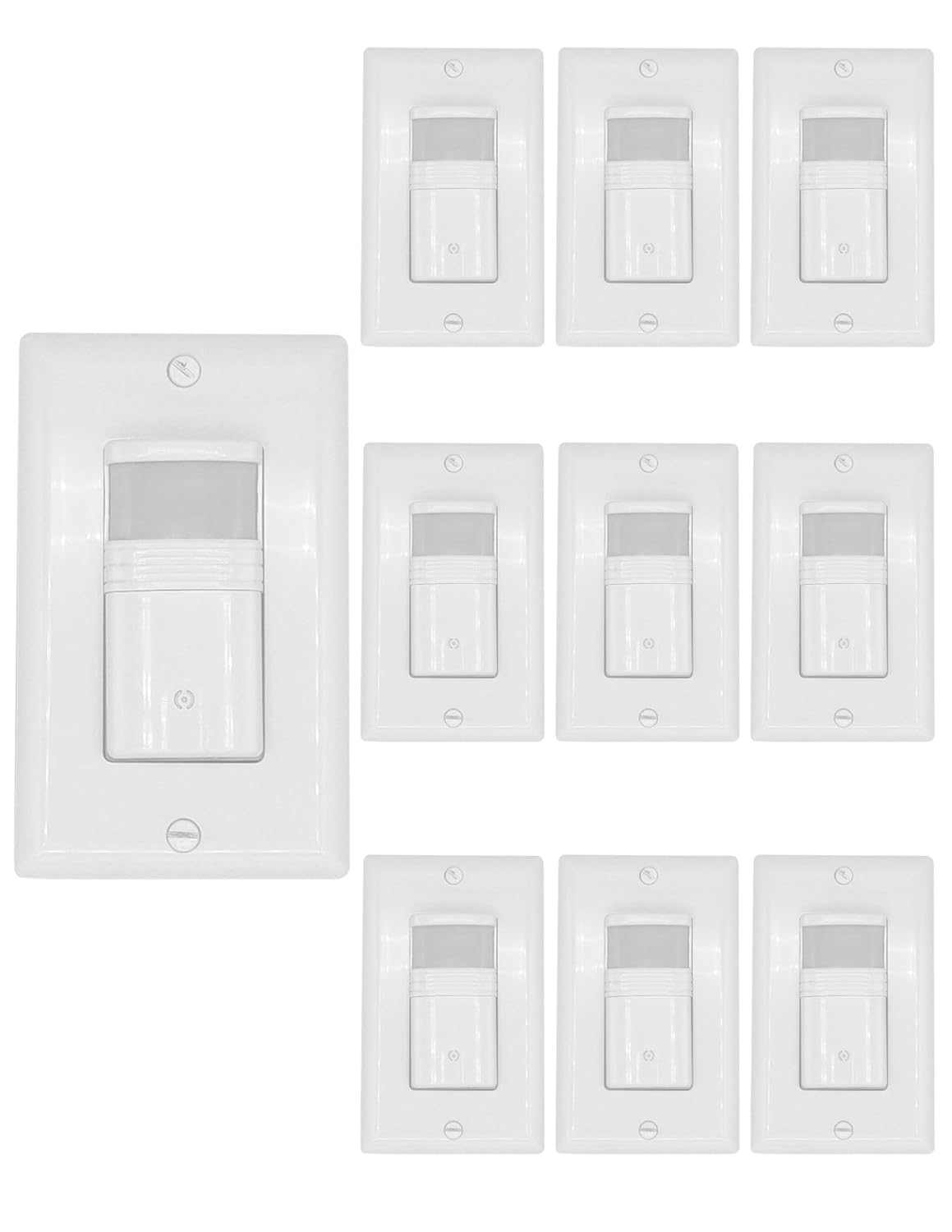 Vacancy and Occupancy Light Switch, 3 Way Sensor Switch, 180°, Max. 720 Square Feet, 120/277 VAC, 60Hz, Neutral Wire Required, UL Listed - White (4)