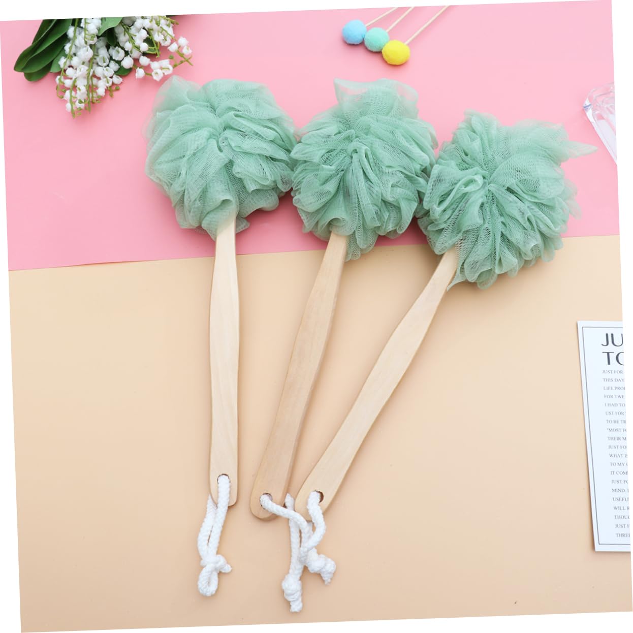 Housoutil 2sets Handtuch Luffa Griff Bad für Zurück Wäscher-freundliche Massage 3 Stücke * 2