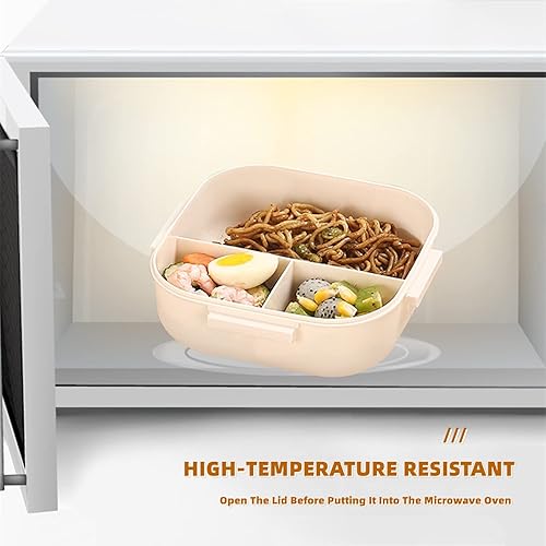 Miniatura 6 de Chchmu Lonchera Bento con compartimentos portátil con asa a prueba de fugas para ensalada con cubiertos, para el trabajo, picnic, viajes,