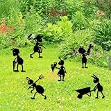 Industrial Ant Collective - 6-Piece Metal Garden Ant Sculptures | Modern Metal Yard Art Decor with Weatherproof Finish | Outdoor Farm Worker Ant Colony Display