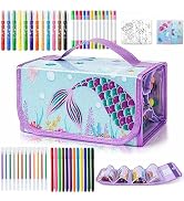 WERNNSAI Mermaid Marker Set with Pencil Case - 58 PCS Scented Markers for Kids Girls Birthday Gif...