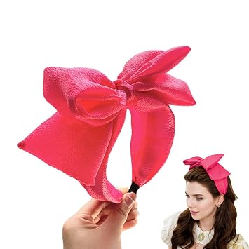 Womens Simple Double Layers Big Bow Hair Bands Pure Color Versatile Non-slip High Elasticity Knotting Headbands Suitable for Women and Girls to Wear When Going OutRose Red