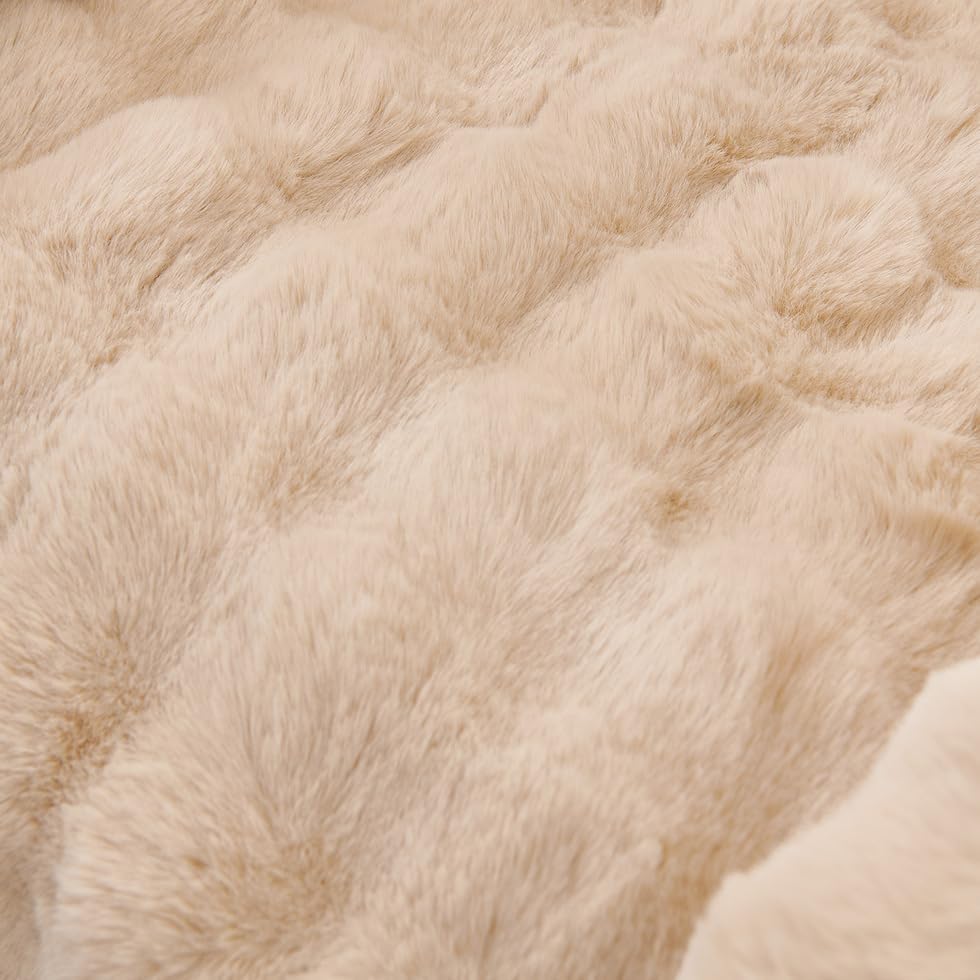 ROOMLIFE Faux Fur Fluffy Recliner Chair Slipcover Faux Rabbit Fur Sofa Cover, Soft Non-Slip Dog Chair Cover Furniture Protector Washable, Elastic Straps for Pets, Kids (Khaki 23.6"X 88.5")
