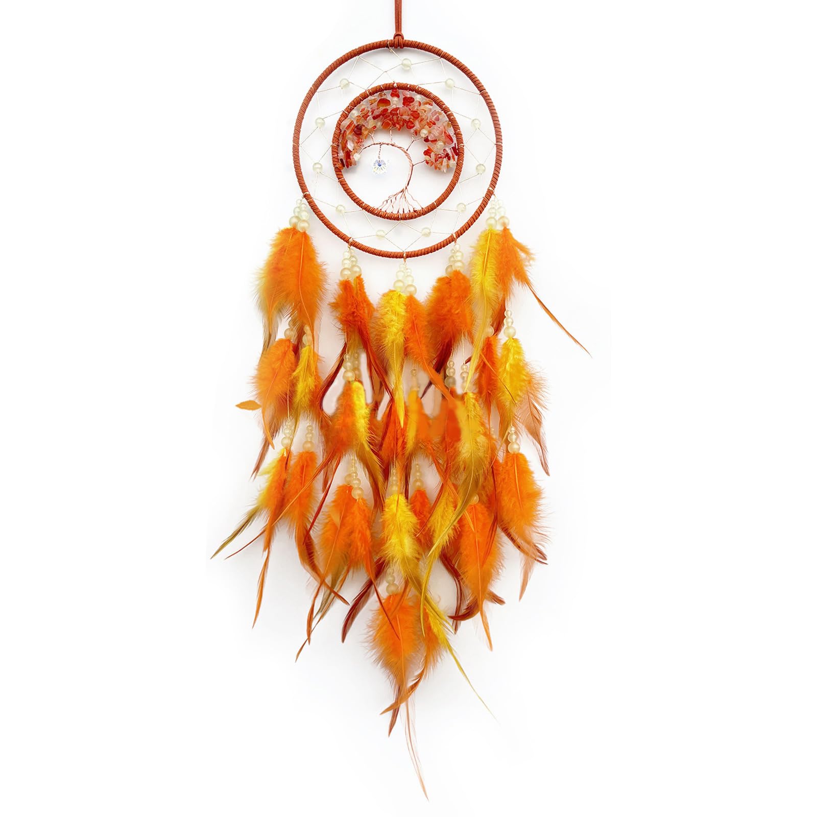 carotoe Dreamcatchers Wall Hanging Ornament with Glowing in Dark Beads and Feathered Tassels for Bedroom and Nursery Decoration Feathered Tassels Hanging Ornament